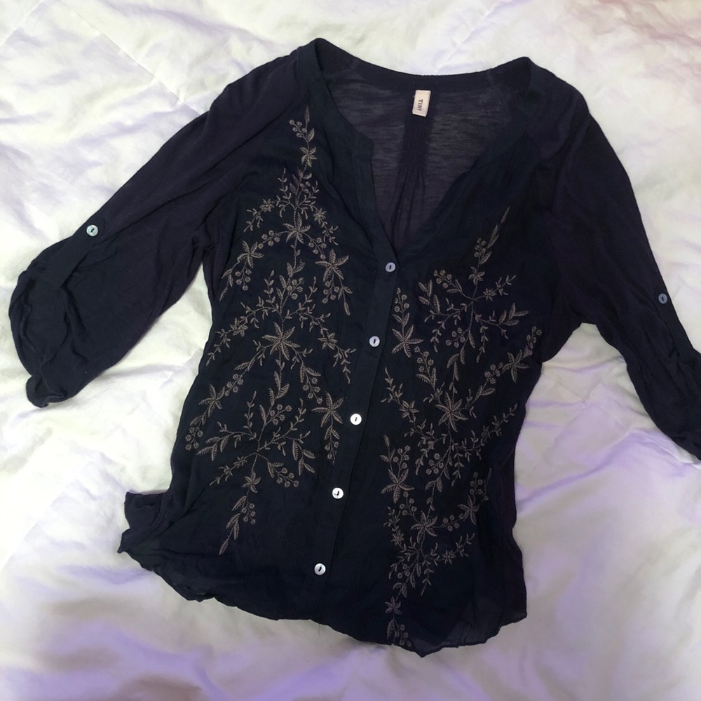 Silk Blend Embroidered Blouse